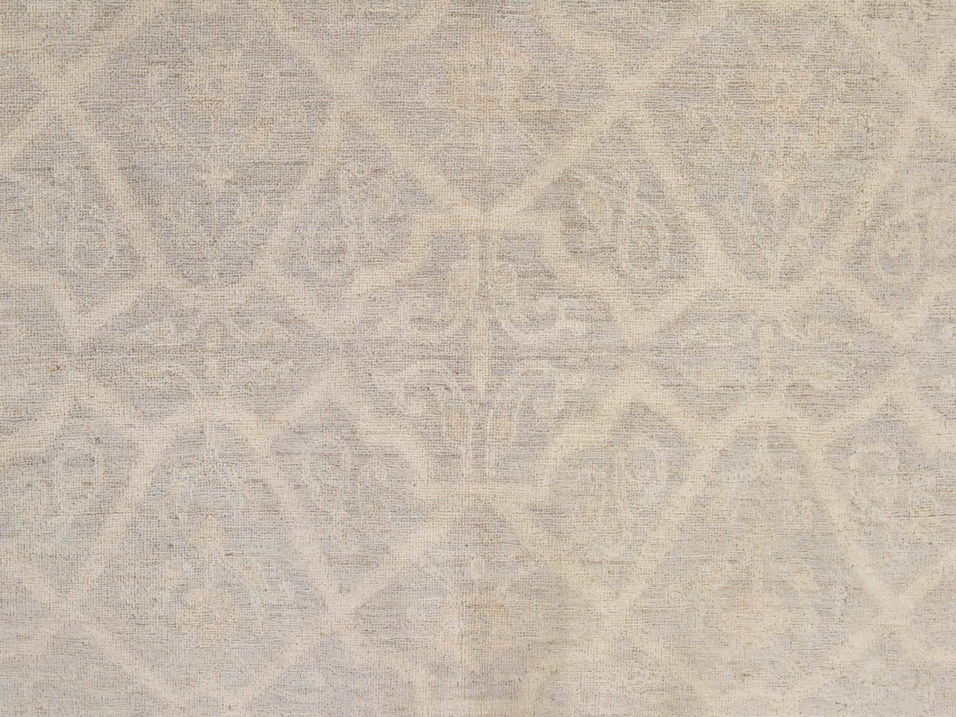 8'0" x 9'9" New Hand Knotted Ivory Wool Rectangle Oriental Rug - MOA10278834