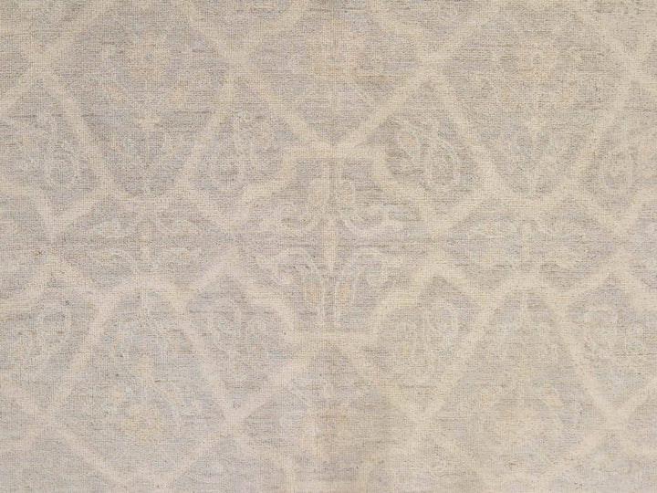 8'0" x 9'9" New Hand Knotted Ivory Wool Rectangle Oriental Rug - MOA10278834