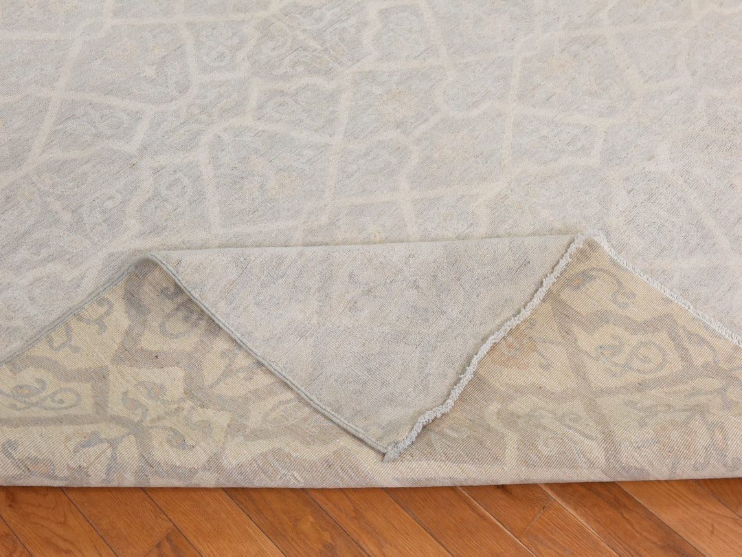 8'0" x 9'9" New Hand Knotted Ivory Wool Rectangle Oriental Rug - MOA10278834