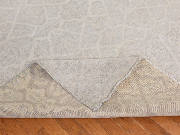 8'0" x 9'9" New Hand Knotted Ivory Wool Rectangle Oriental Rug - MOA10278834