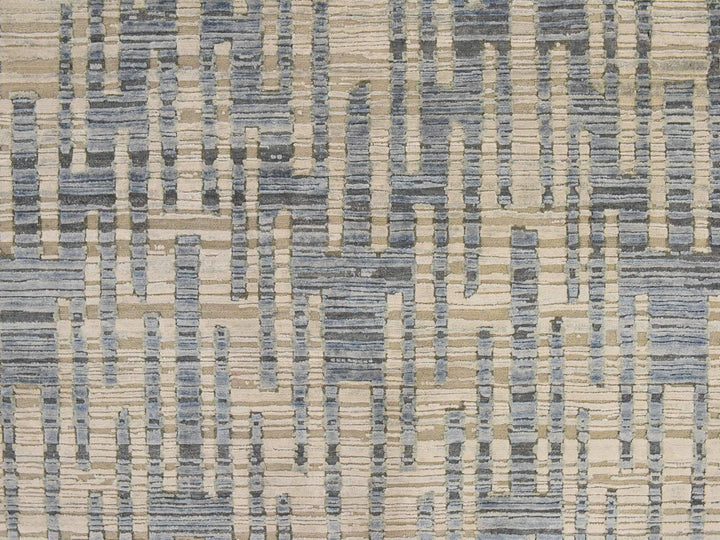 9'0" x 12'0" New Hand Knotted Blue Wool & Silk Rectangle Oriental Rug - MOA10278835