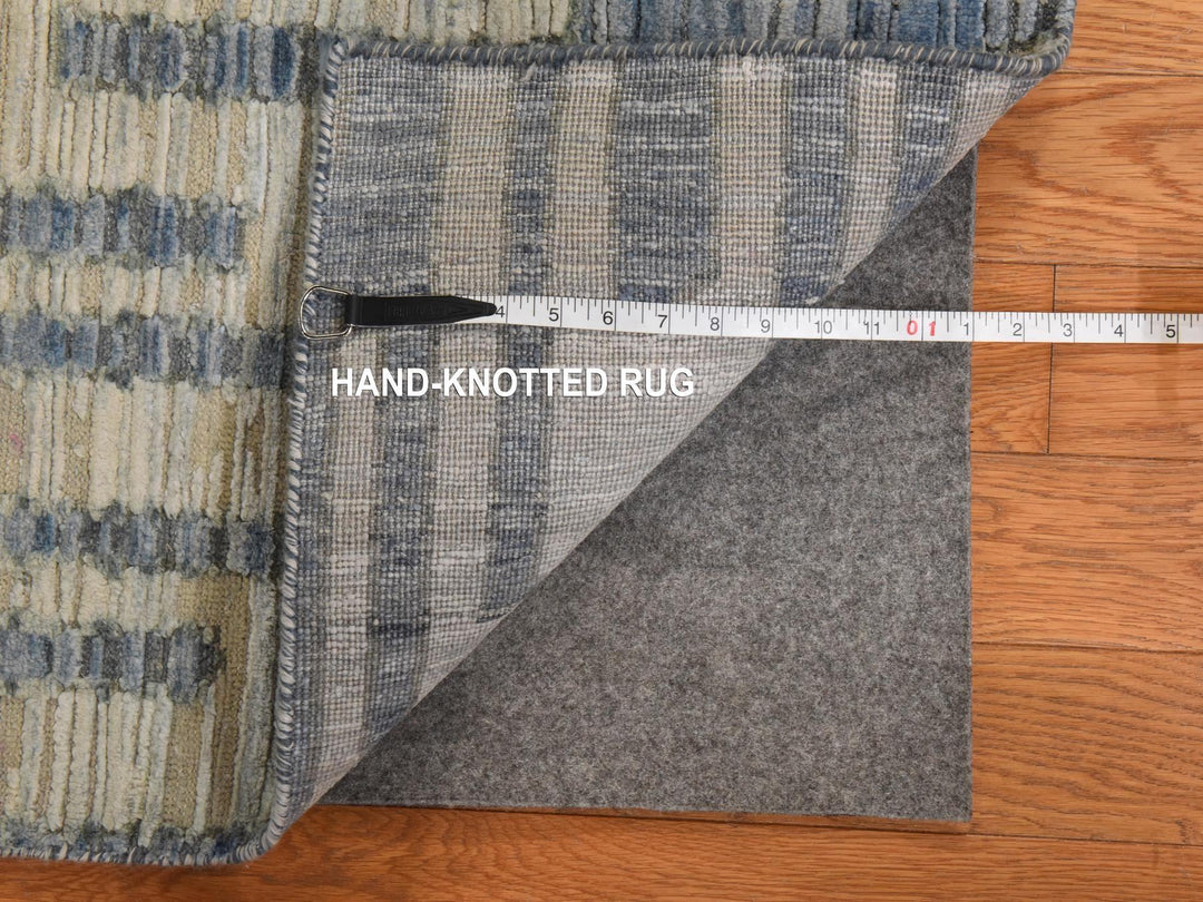 9'0" x 12'0" New Hand Knotted Blue Wool & Silk Rectangle Oriental Rug - MOA10278835