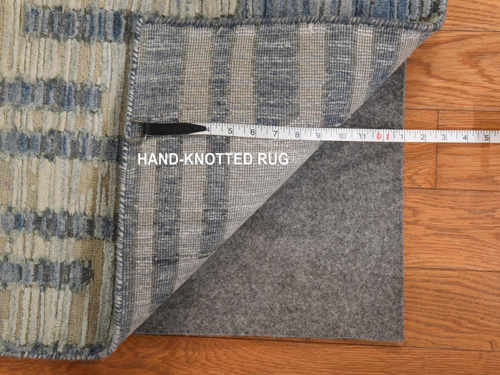 9'0" x 12'0" New Hand Knotted Blue Wool & Silk Rectangle Oriental Rug - MOA10278835