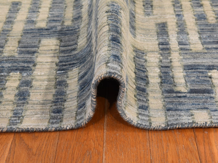 9'0" x 12'0" New Hand Knotted Blue Wool & Silk Rectangle Oriental Rug - MOA10278835