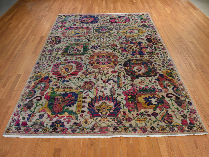 9'2" x 12'2" New Hand Knotted Ivory Sari Silk Rectangle Oriental Rug - MOA10278837