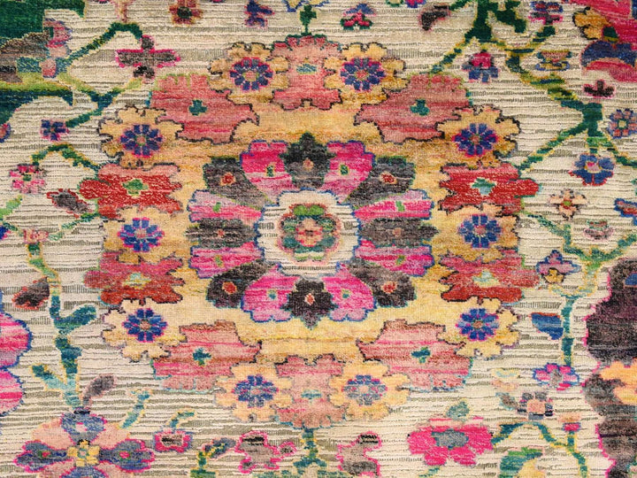 9'2" x 12'2" New Hand Knotted Ivory Sari Silk Rectangle Oriental Rug - MOA10278837