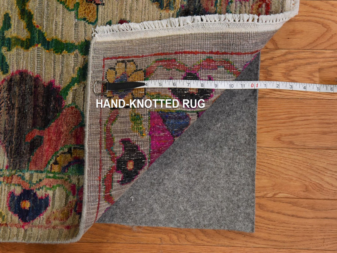 9'2" x 12'2" New Hand Knotted Ivory Sari Silk Rectangle Oriental Rug - MOA10278837