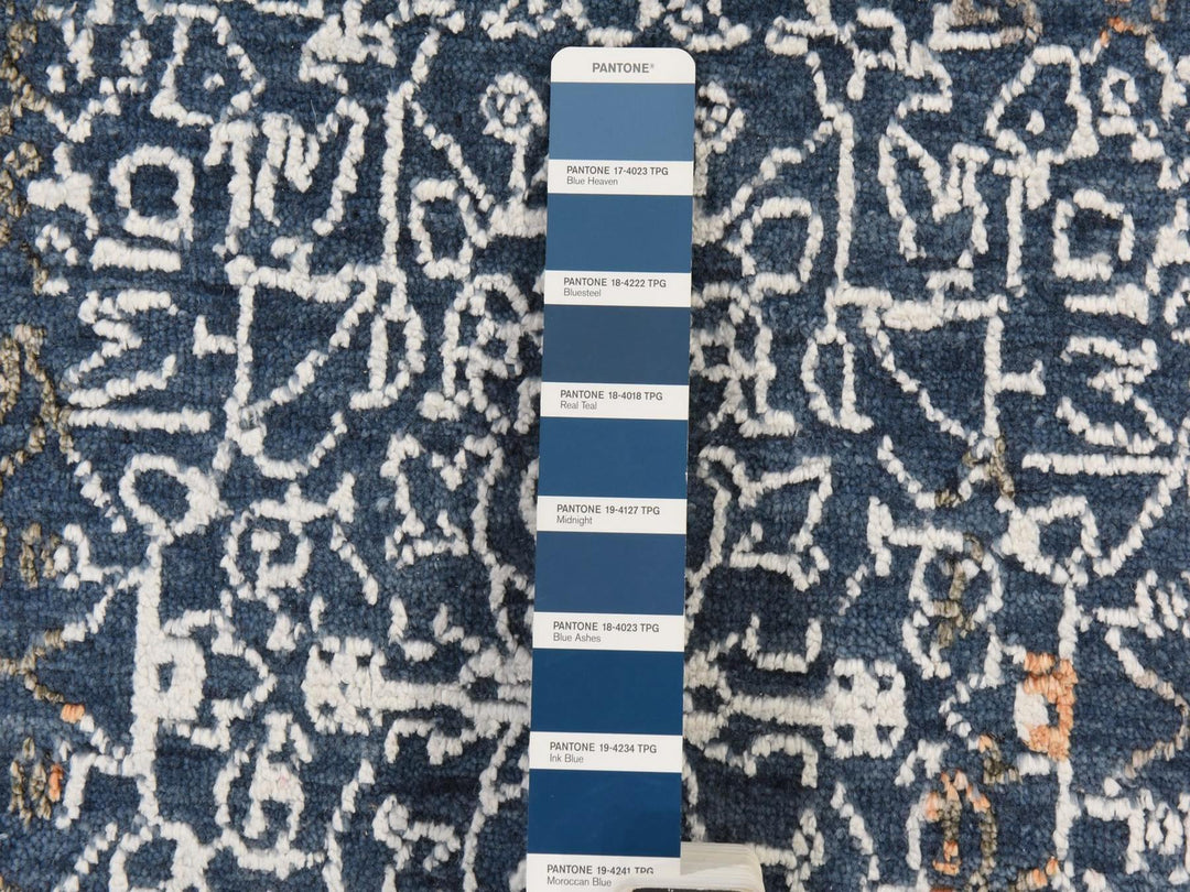 9'0" x 12'0" New Hand Knotted Blue Wool & Silk Rectangle Oriental Rug - MOA10278838
