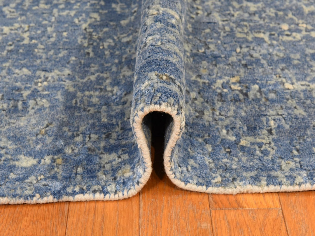 9'0" x 12'0" New Hand Knotted Blue Wool & Silk Rectangle Oriental Rug - MOA10278839