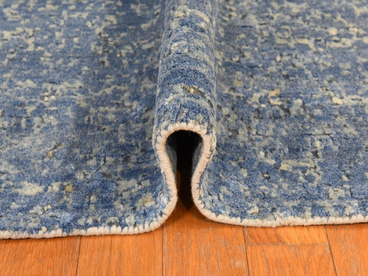 9'0" x 12'0" New Hand Knotted Blue Wool & Silk Rectangle Oriental Rug - MOA10278839