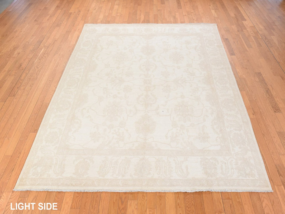 8'0" x 9'6" New Hand Knotted Ivory Wool Rectangle Oriental Rug - MOA10278842