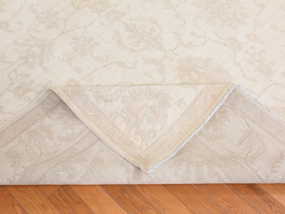 8'0" x 9'6" New Hand Knotted Ivory Wool Rectangle Oriental Rug - MOA10278842