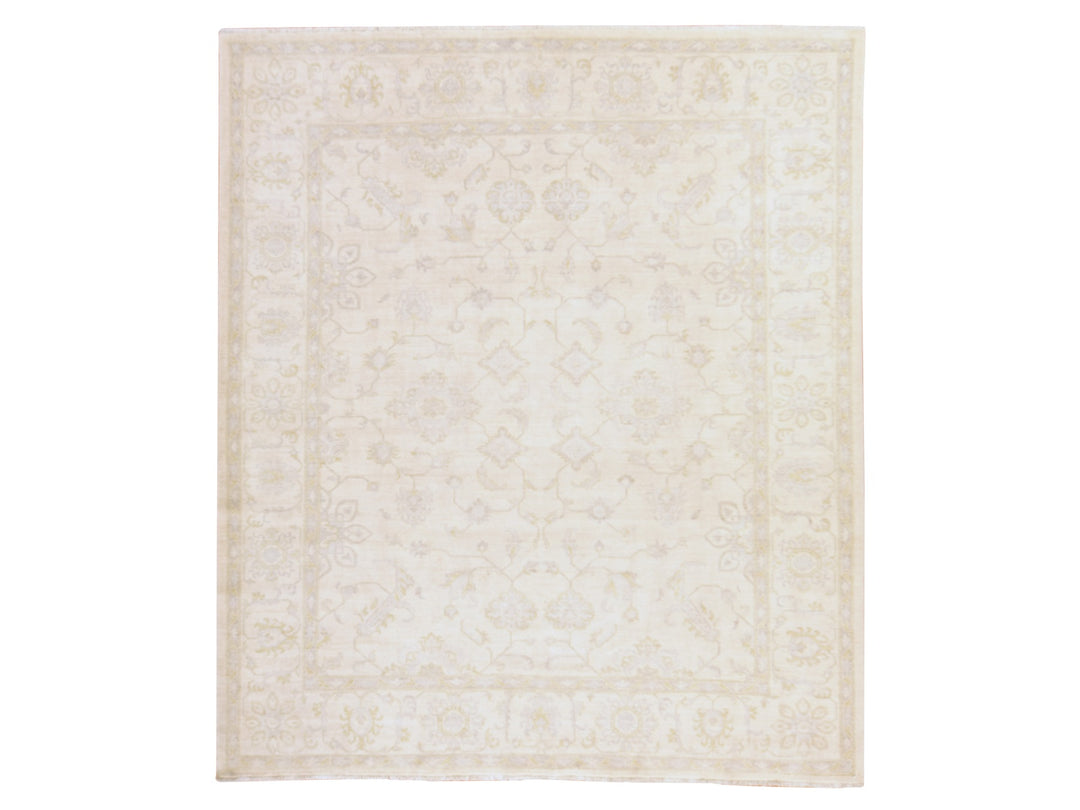 8'5" x 9'7" New Hand Knotted Ivory Wool Rectangle Oriental Rug - MOA10278843