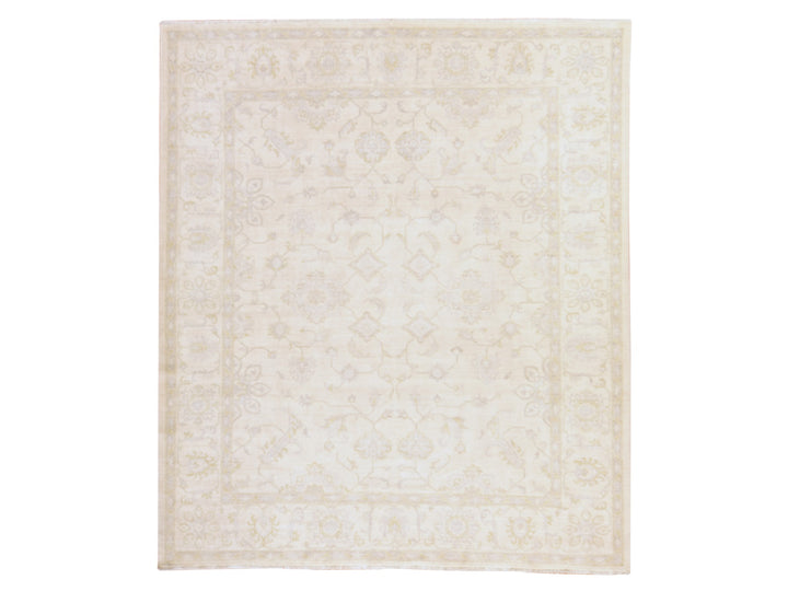 8'5" x 9'7" New Hand Knotted Ivory Wool Rectangle Oriental Rug - MOA10278843