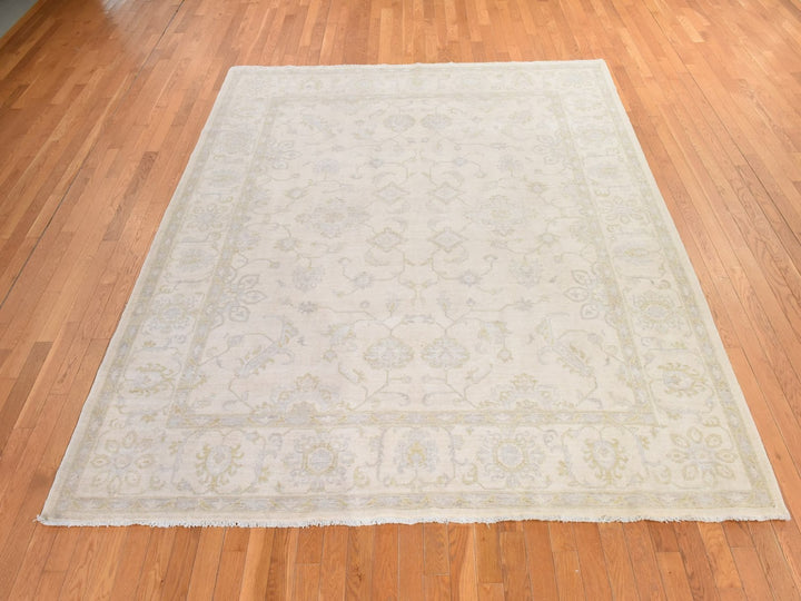 8'5" x 9'7" New Hand Knotted Ivory Wool Rectangle Oriental Rug - MOA10278843