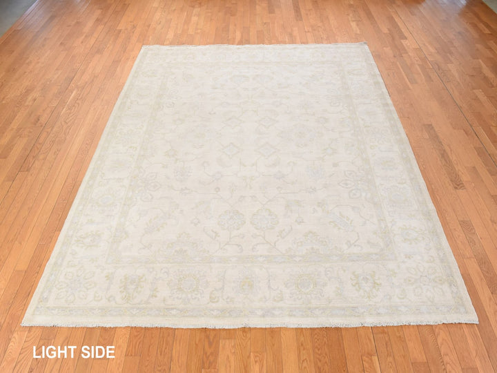 8'5" x 9'7" New Hand Knotted Ivory Wool Rectangle Oriental Rug - MOA10278843