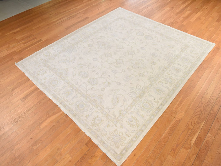8'5" x 9'7" New Hand Knotted Ivory Wool Rectangle Oriental Rug - MOA10278843