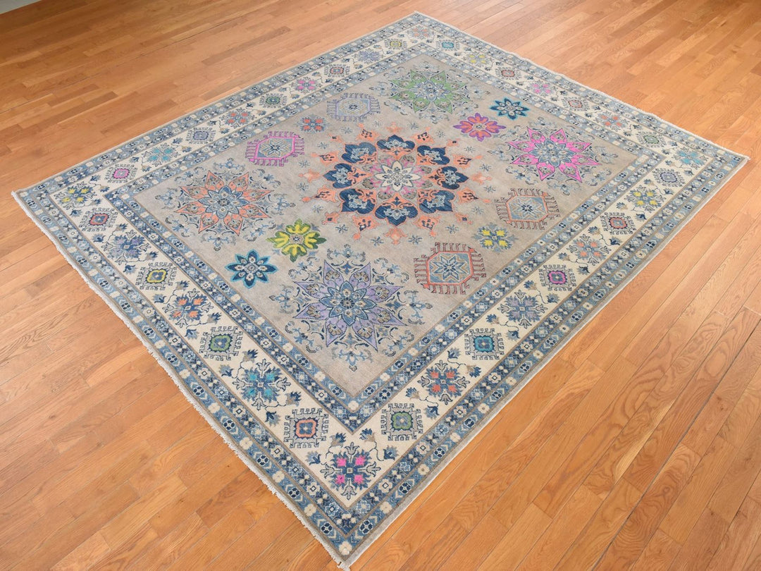 8'0" x 9'9" New Hand Knotted Brown Wool Rectangle Oriental Rug - MOA10278844