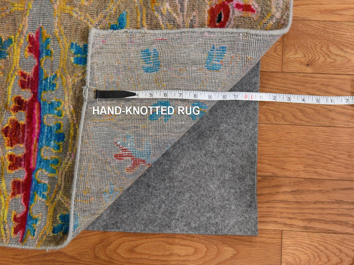 9'9" x 13'8" New Hand Knotted Blue Wool & Silk Rectangle Oriental Rug - MOA10278845