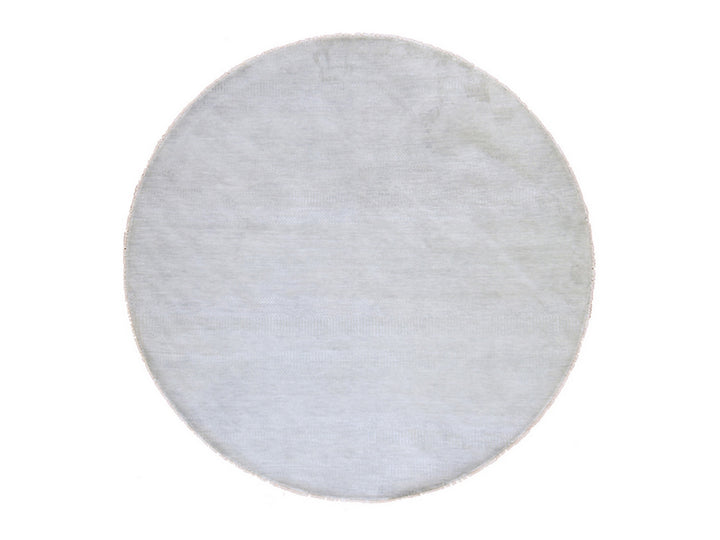 7'10" x 7'10" New Hand Knotted Grey Wool Round Oriental Rug - MOA10278846
