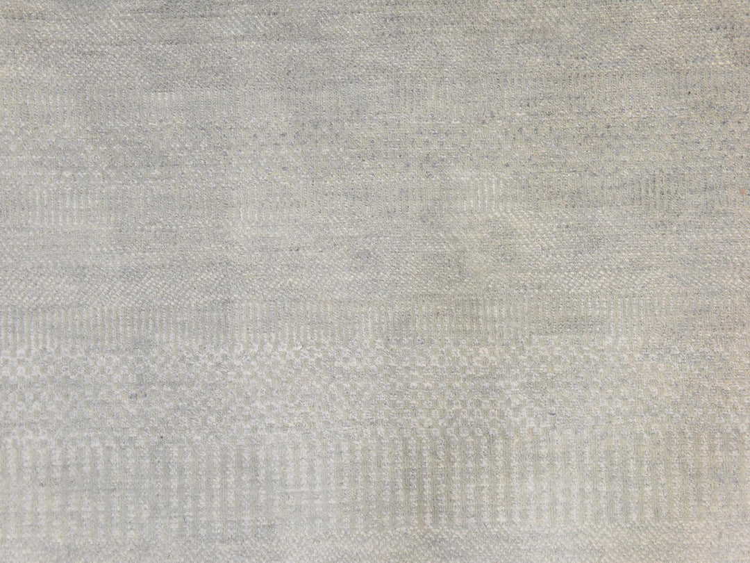 7'10" x 7'10" New Hand Knotted Grey Wool Round Oriental Rug - MOA10278846