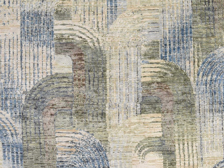 8'0" x 8'0" New Hand Knotted Beige Wool & Silk Round Oriental Rug - MOA10278847