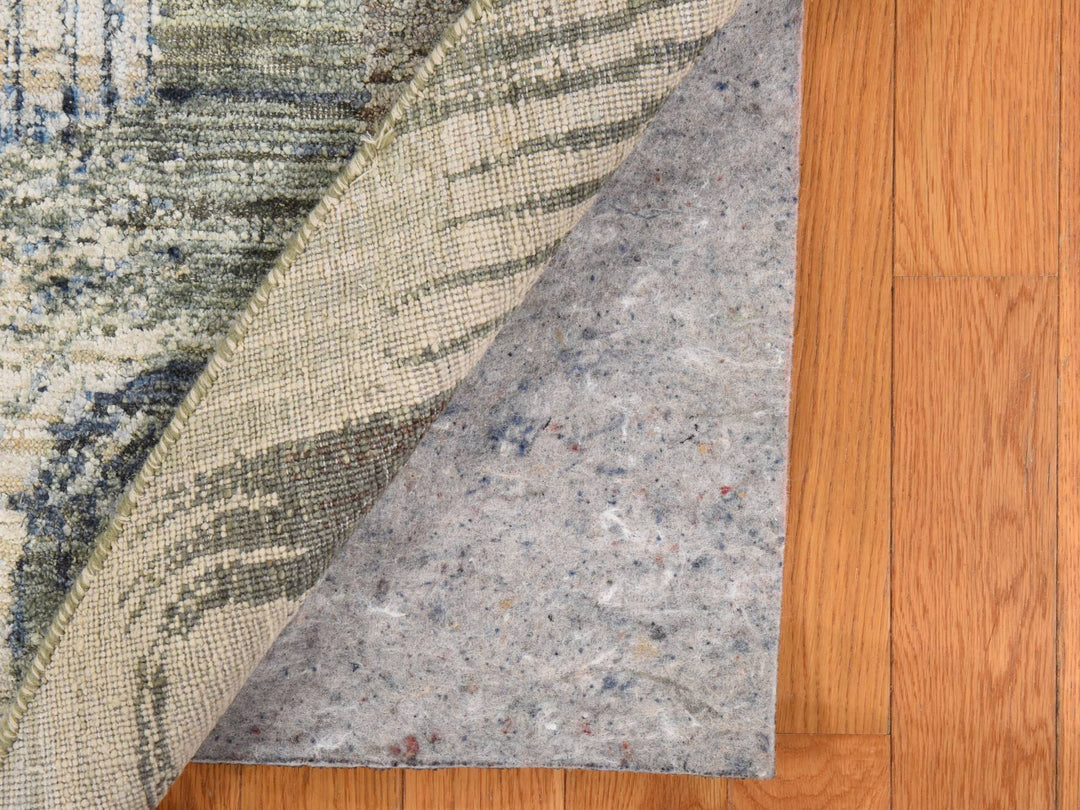 8'0" x 8'0" New Hand Knotted Beige Wool & Silk Round Oriental Rug - MOA10278847