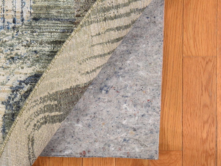 8'0" x 8'0" New Hand Knotted Beige Wool & Silk Round Oriental Rug - MOA10278847
