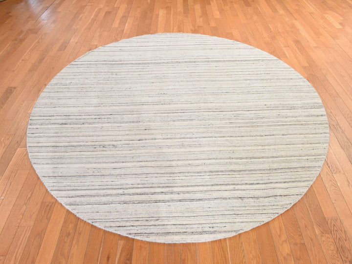 8'0" x 8'0" New Hand Loomed Ivory Wool Round Oriental Rug - MOA10278848
