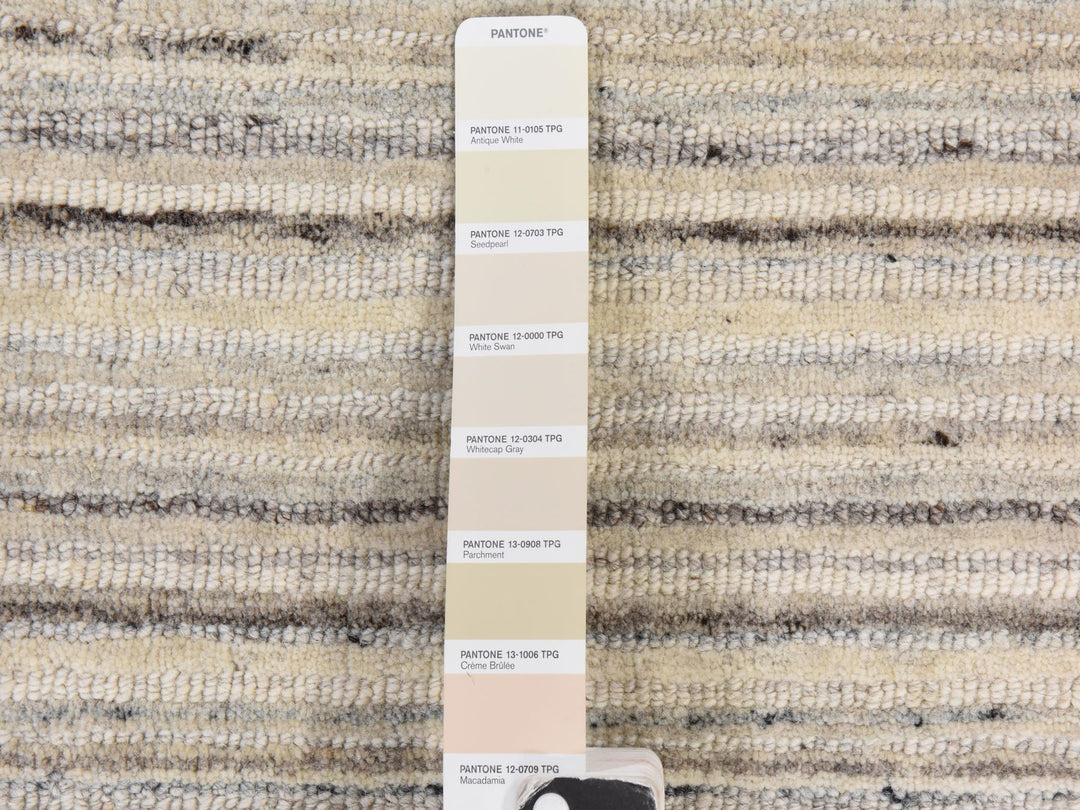 8'0" x 8'0" New Hand Loomed Ivory Wool Round Oriental Rug - MOA10278848