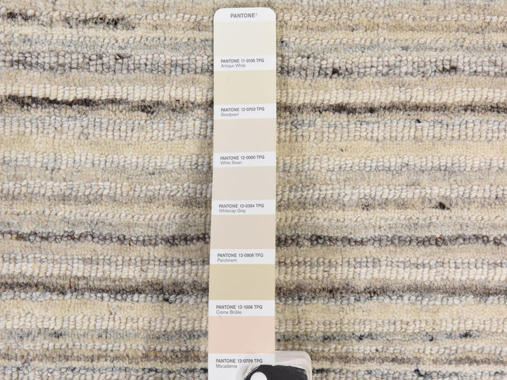 8'0" x 8'0" New Hand Loomed Ivory Wool Round Oriental Rug - MOA10278848