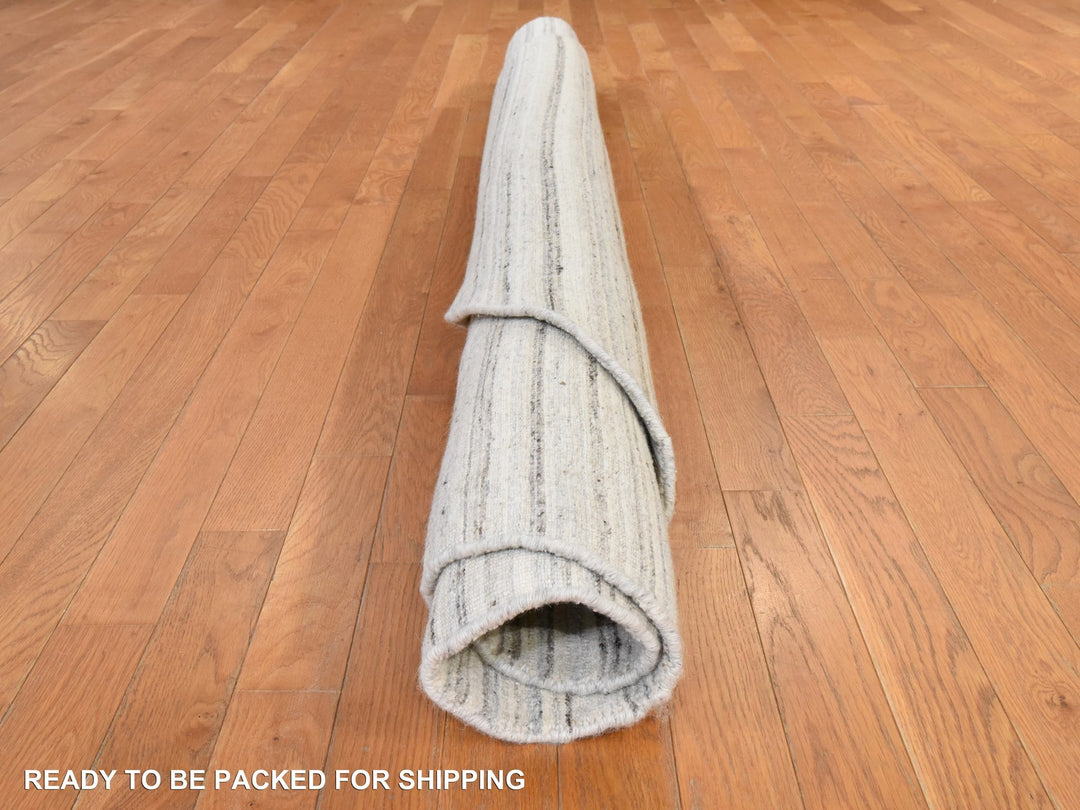 8'0" x 8'0" New Hand Loomed Ivory Wool Round Oriental Rug - MOA10278848