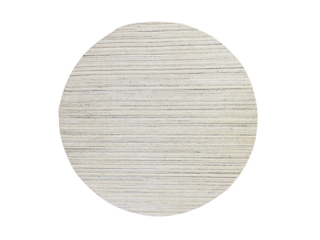 8'0" x 8'0" New Hand Loomed Ivory Wool Round Oriental Rug - MOA10278849