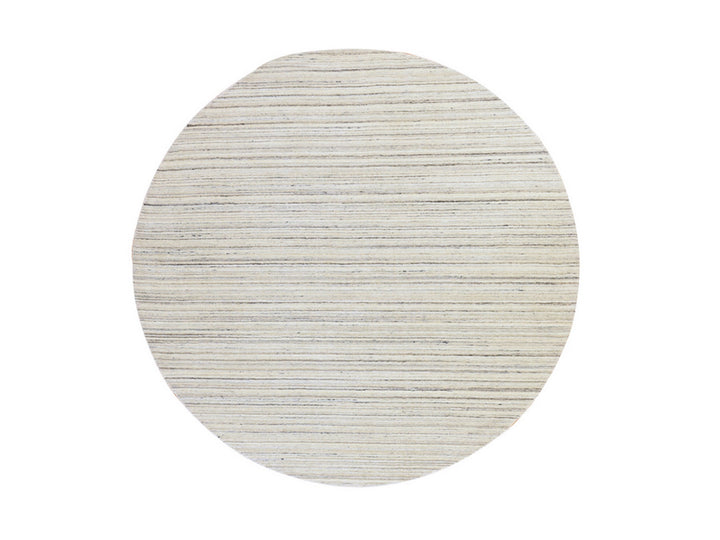 8'0" x 8'0" New Hand Loomed Ivory Wool Round Oriental Rug - MOA10278849
