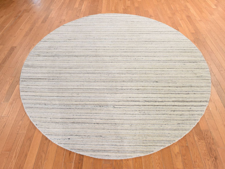 8'0" x 8'0" New Hand Loomed Ivory Wool Round Oriental Rug - MOA10278849