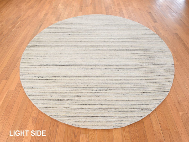 8'0" x 8'0" New Hand Loomed Ivory Wool Round Oriental Rug - MOA10278849