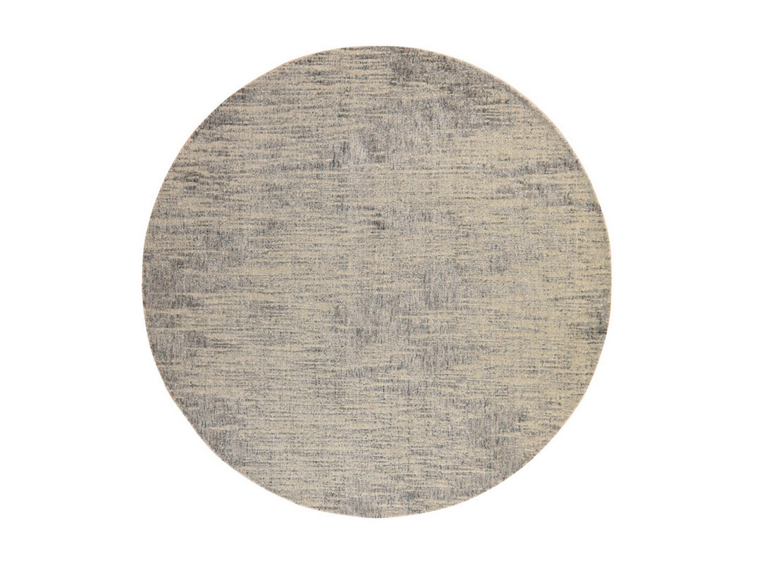 7'8" x 7'9" New Hand Loomed Beige Wool & Silk Round Oriental Rug - MOA10278853