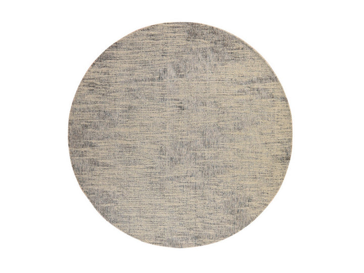 7'8" x 7'9" New Hand Loomed Beige Wool & Silk Round Oriental Rug - MOA10278853