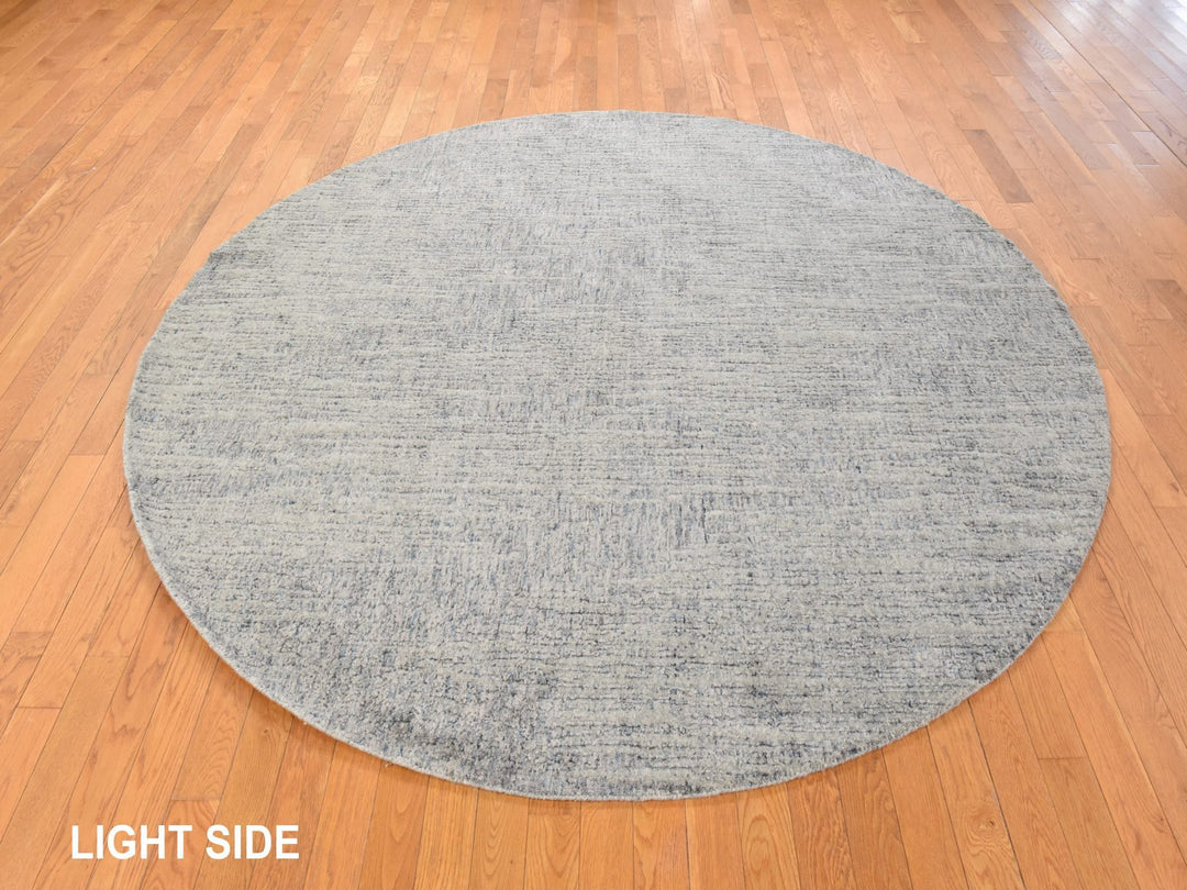 7'8" x 7'9" New Hand Loomed Beige Wool & Silk Round Oriental Rug - MOA10278853