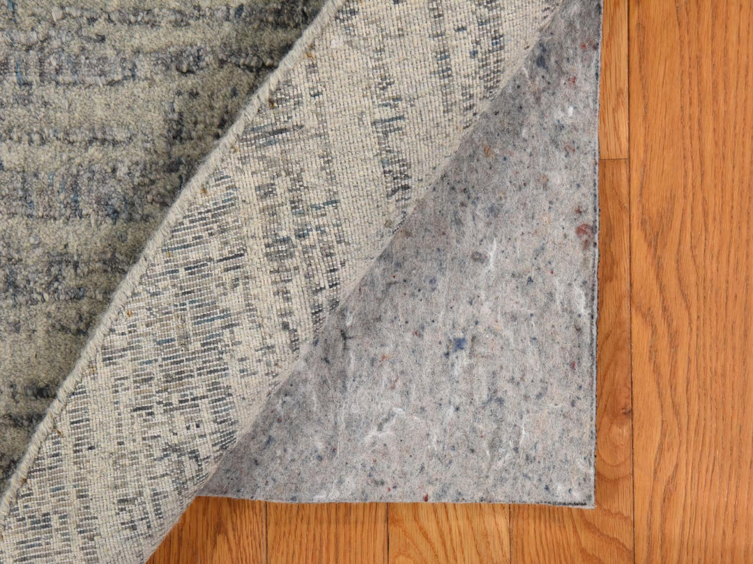 7'8" x 7'9" New Hand Loomed Beige Wool & Silk Round Oriental Rug - MOA10278853