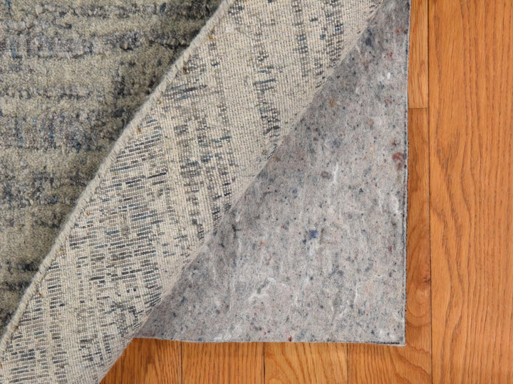 7'8" x 7'9" New Hand Loomed Beige Wool & Silk Round Oriental Rug - MOA10278853