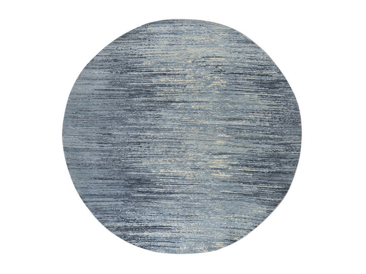 8'0" x 8'0" New Hand Knotted Blue Wool Round Oriental Rug - MOA10278855