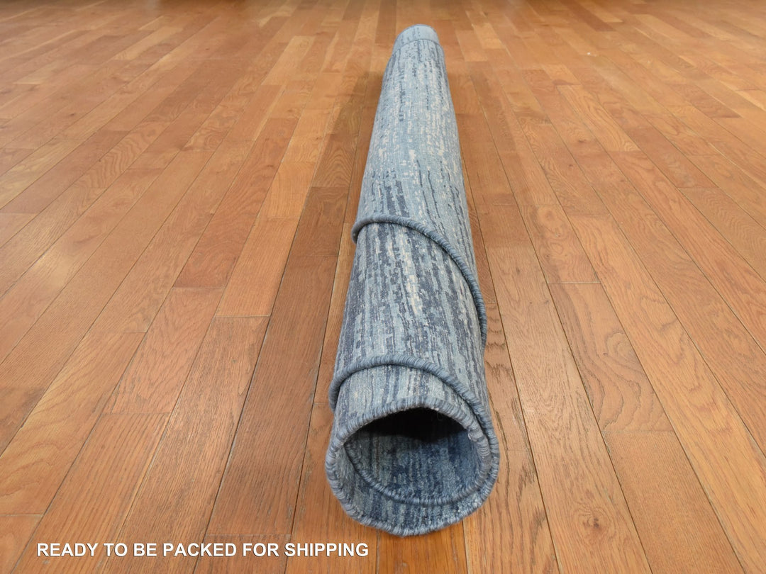 8'0" x 8'0" New Hand Knotted Blue Wool Round Oriental Rug - MOA10278855