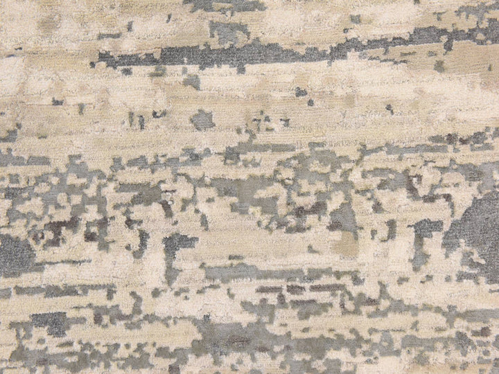 8'3" x 8'3" New Hand Knotted Grey Wool & Silk Round Oriental Rug - MOA10278856