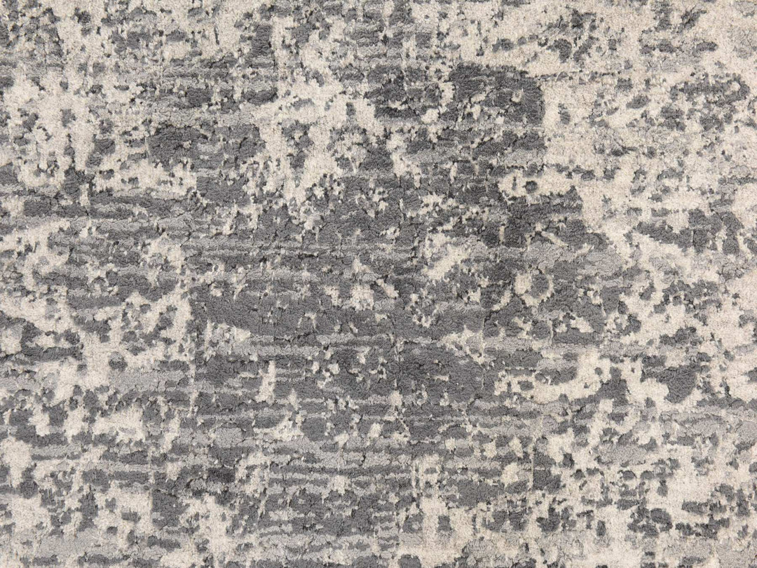7'0" x 7'0" New Hand Knotted Grey Wool & Silk Round Oriental Rug - MOA10278857