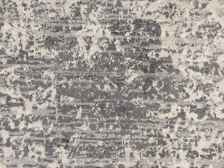 7'0" x 7'0" New Hand Knotted Grey Wool & Silk Round Oriental Rug - MOA10278857