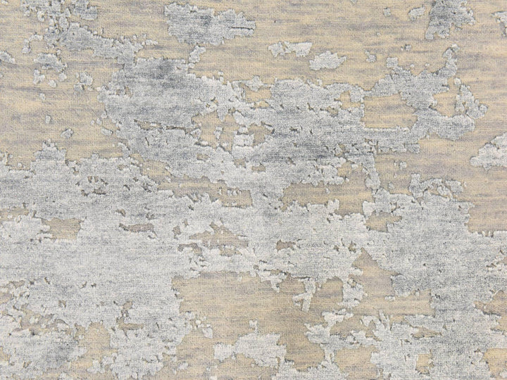 7'10" x 7'10" New Hand Knotted Grey Wool & Silk Round Oriental Rug - MOA10278859