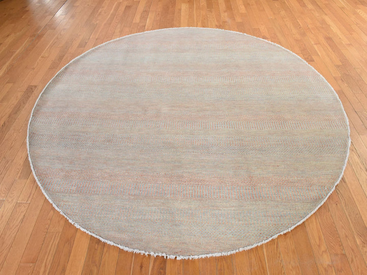 8'0" x 8'0" New Hand Knotted Pink Wool & Silk Round Oriental Rug - MOA10278860