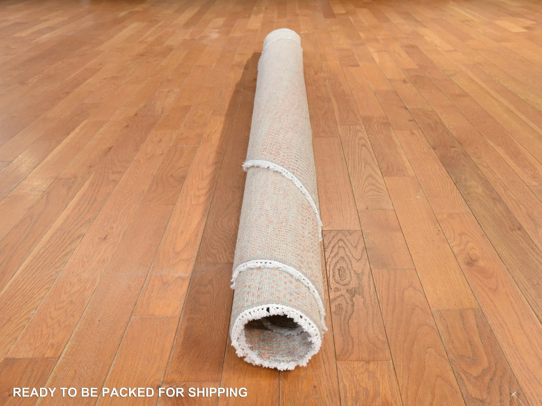 8'0" x 8'0" New Hand Knotted Pink Wool & Silk Round Oriental Rug - MOA10278860