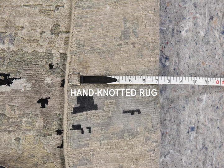 8'0" x 8'0" New Hand Knotted Beige Wool & Silk Round Oriental Rug - MOA10278861